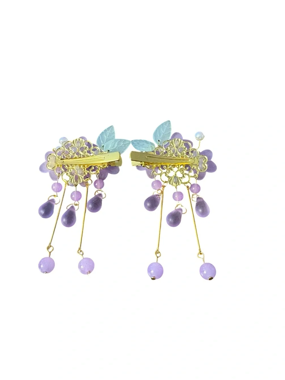 Y2K Floral Hairpin/ Barrettes Set with Gold Accents